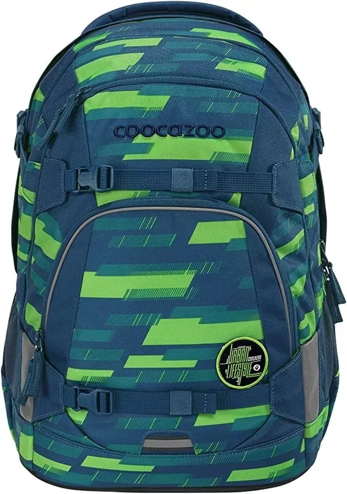 Schulrucksack Mate Lime Strips Grün, Blau
