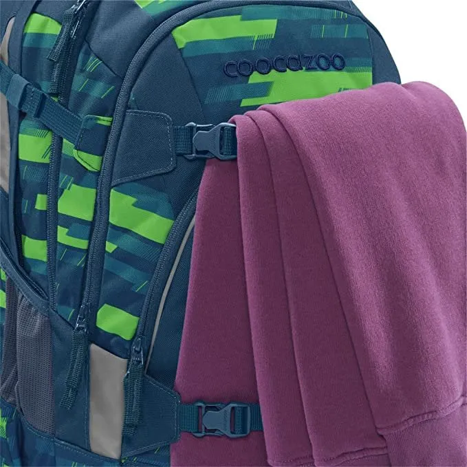 Schulrucksack Mate Lime Strips Grün, Blau