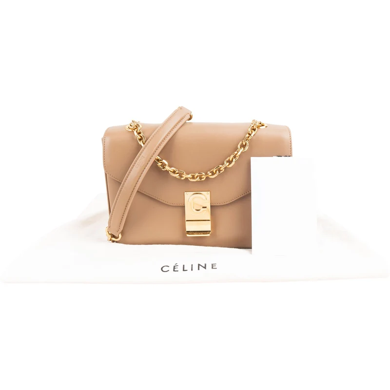 Celine Calfskin Classic Box Medium C Lock Crossbody Bag