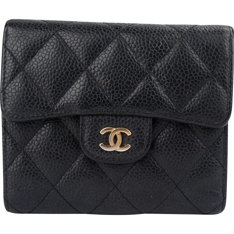 Chanel Quilted Caviar Leather Classic Small Flap Wallet