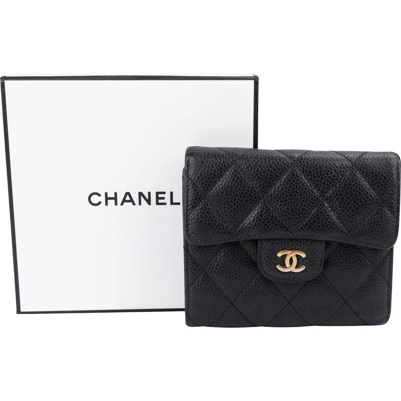 Chanel Quilted Caviar Leather Classic Small Flap Wallet