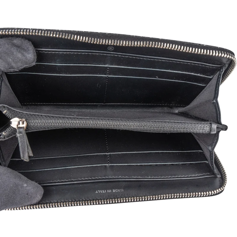 Chanel Quilted Glittered Caviar Leathe CC Wallet