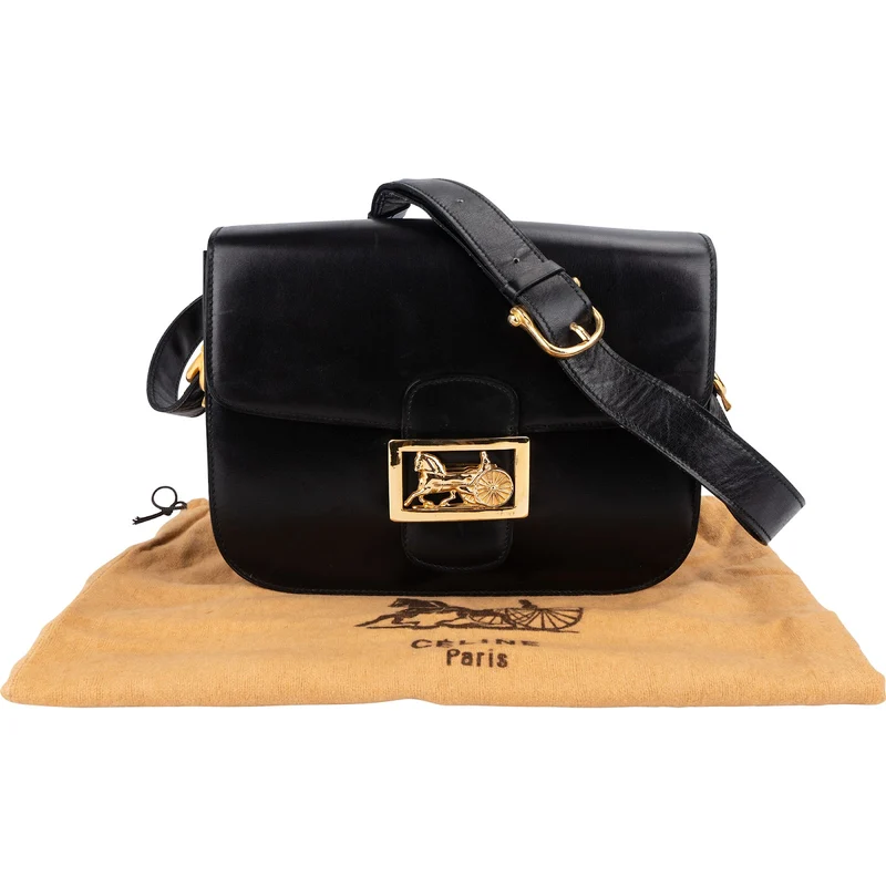 Celine Boxcalf Horse Carriage Triomphe Shoulder Bag