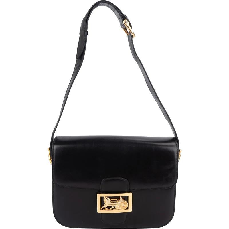 Celine Boxcalf Horse Carriage Triomphe Shoulder Bag