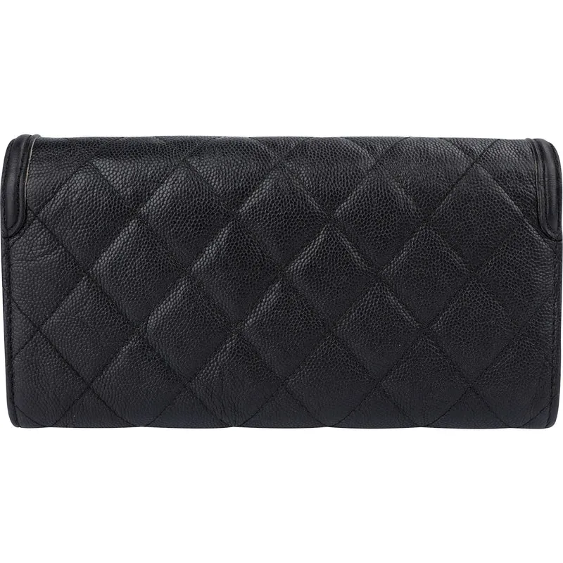 Chanel Quilted Caviar Leather CC Filigree Flap Wallet