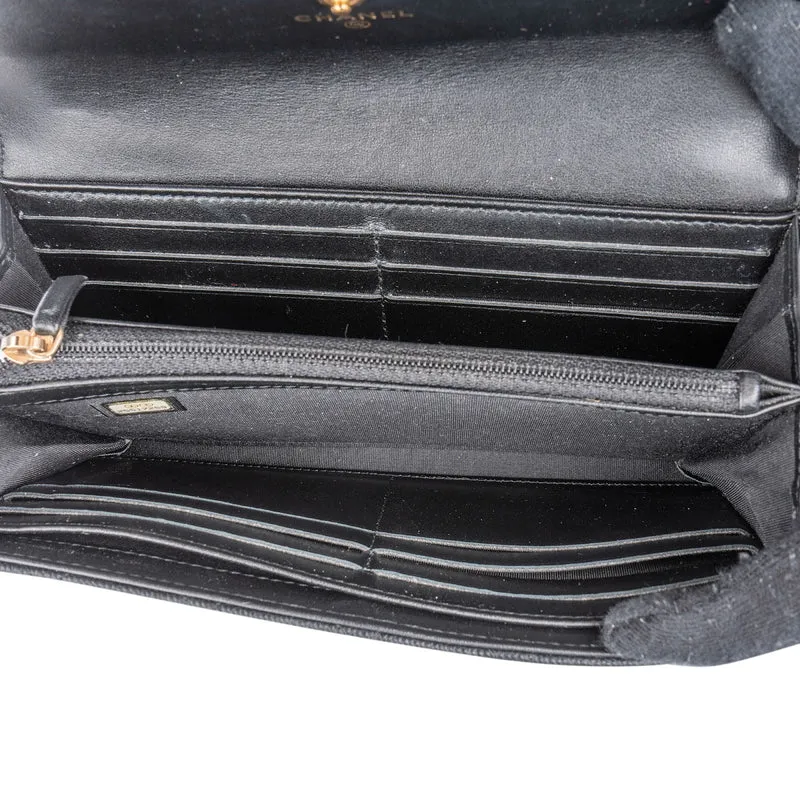 Chanel Quilted Caviar Leather CC Filigree Flap Wallet