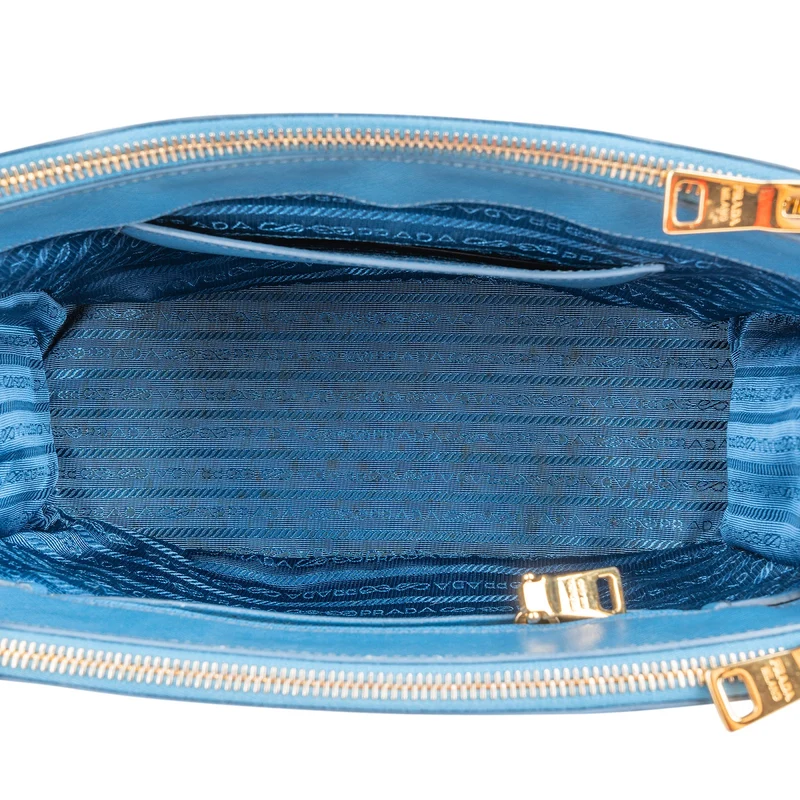 Prada Blue Saffiano Leather Galleria Handbag