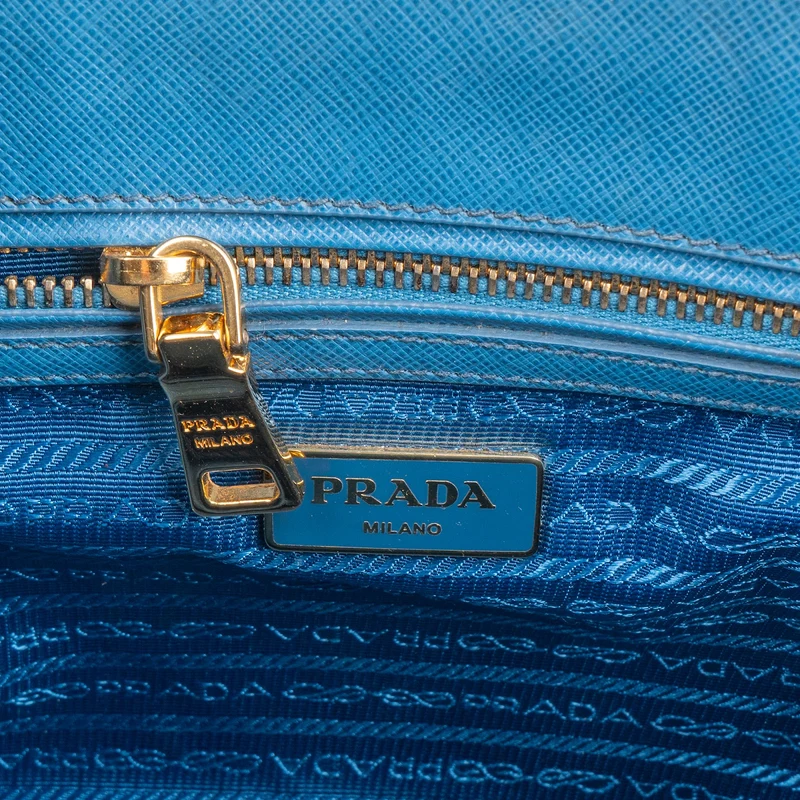 Prada Blue Saffiano Leather Galleria Handbag