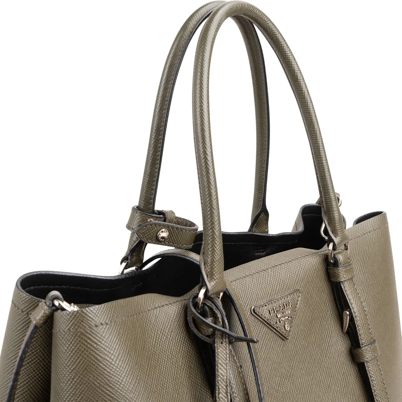 Prada Green Saffiano Leather Double Handbag
