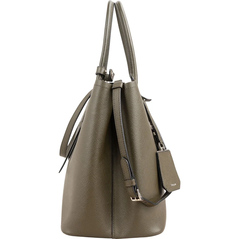 Prada Green Saffiano Leather Double Handbag