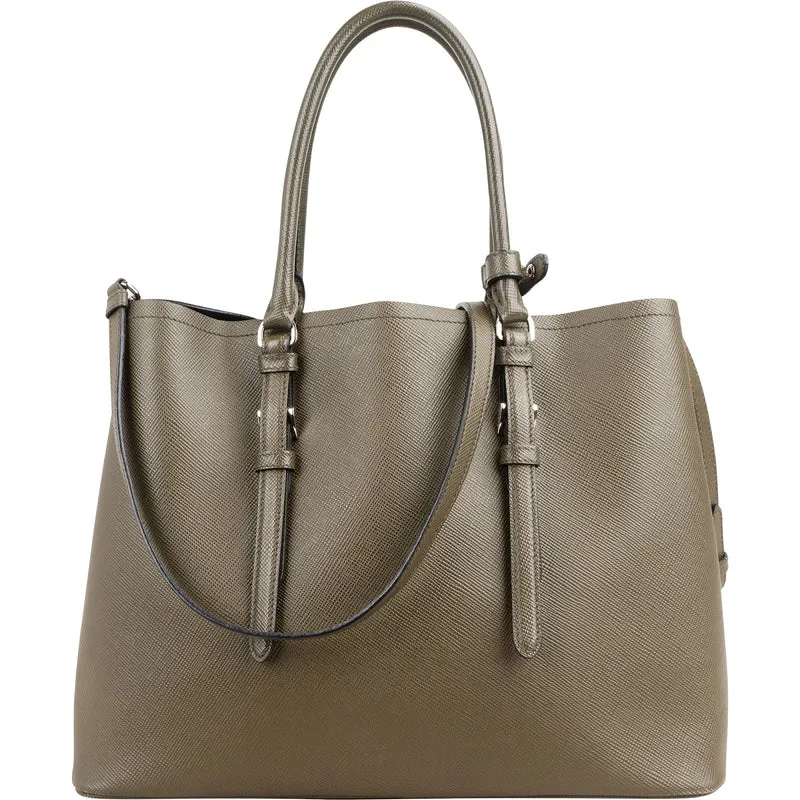 Prada Green Saffiano Leather Double Handbag