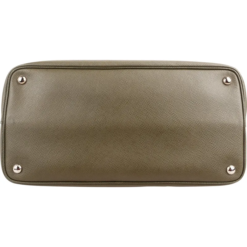 Prada Green Saffiano Leather Double Handbag