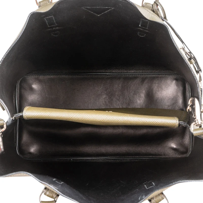 Prada Green Saffiano Leather Double Handbag