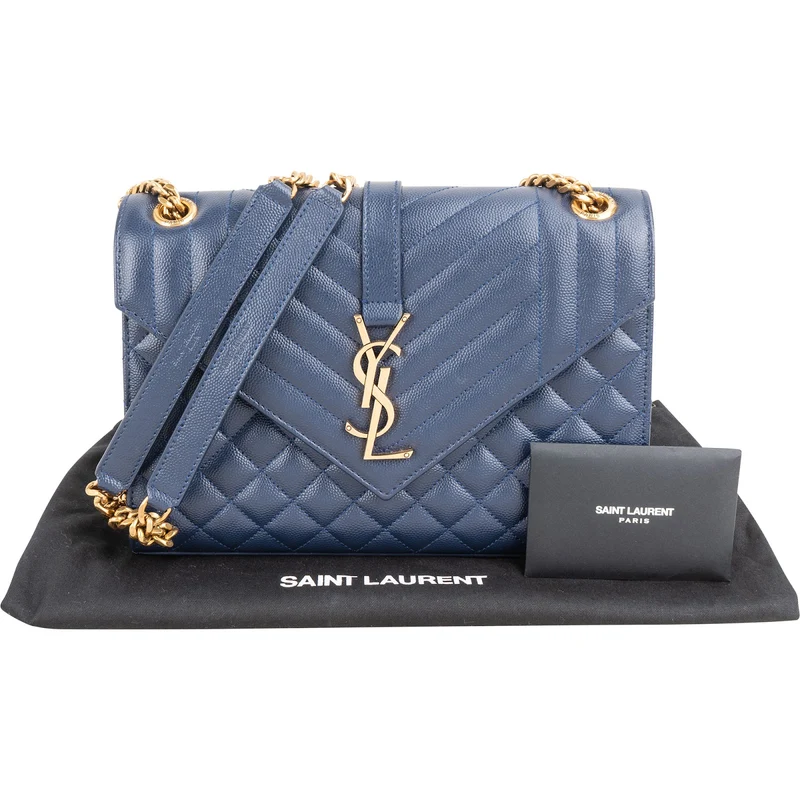 Saint Laurent Grain De Poudre Leather Envelope Medium Crossbody Bag