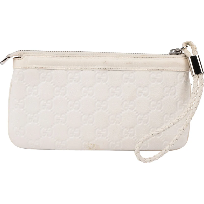 Gucci Guccissima Leather Horsebit Wristlet Pouch Bag