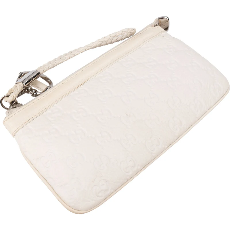 Gucci Guccissima Leather Horsebit Wristlet Pouch Bag