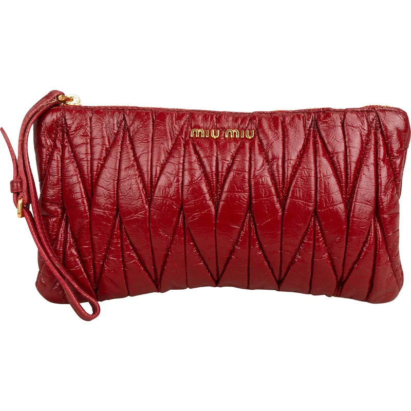 Miu Miu Matelassé Nappa Leather Wristlet Pouch Clutch