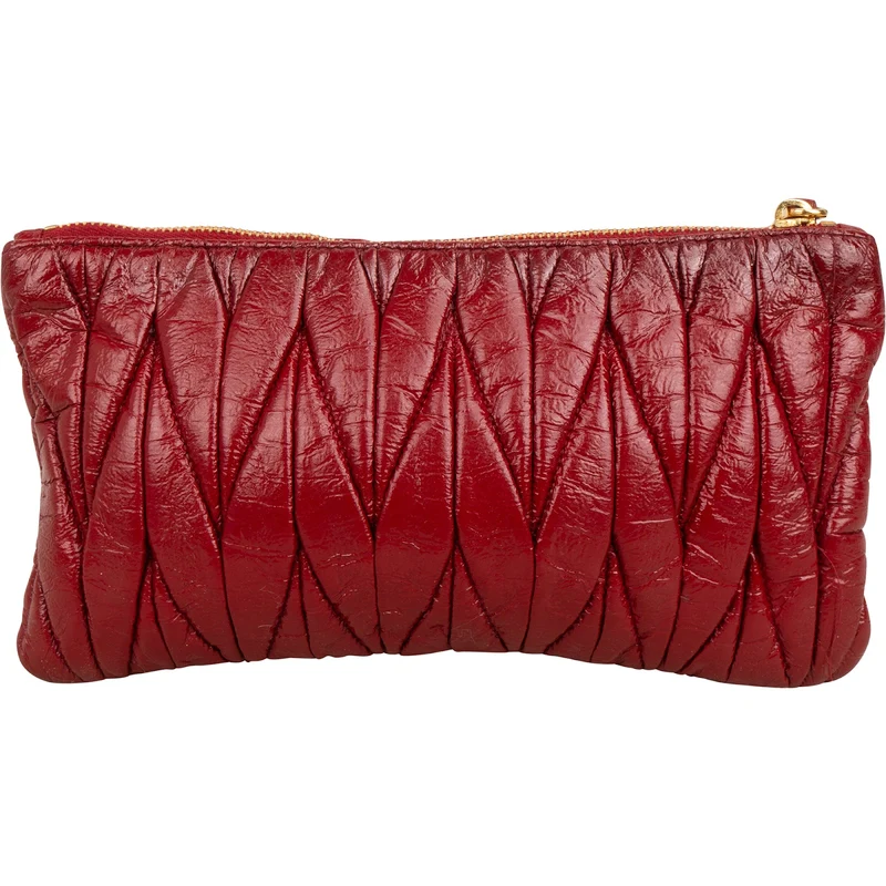 Miu Miu Matelassé Nappa Leather Wristlet Pouch Clutch