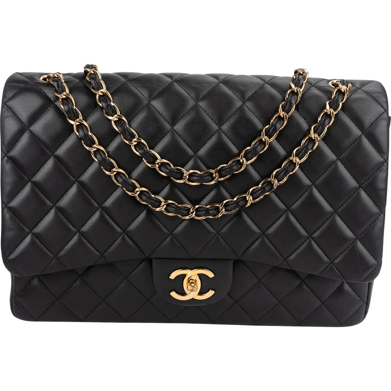 Chanel Quilted Lambskin Maxi Double Flap Crossbody Bag