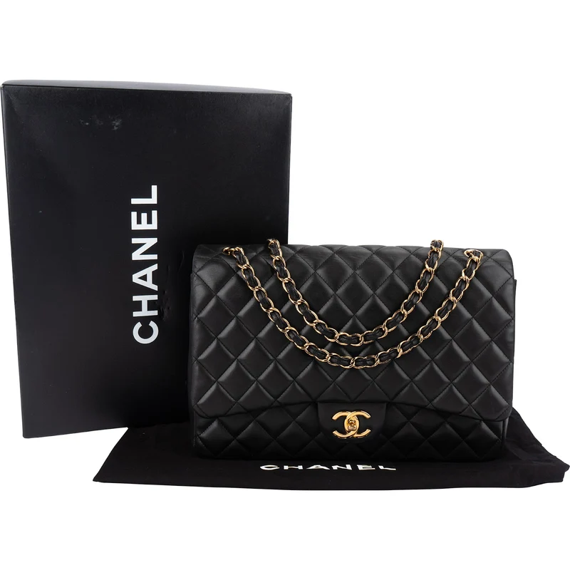 Chanel Quilted Lambskin Maxi Double Flap Crossbody Bag