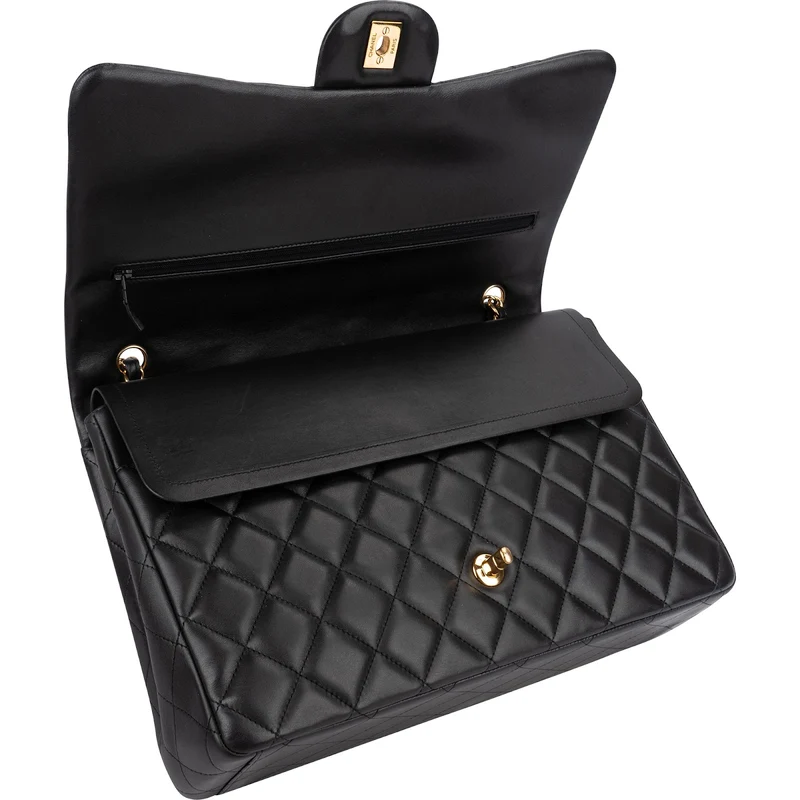 Chanel Quilted Lambskin Maxi Double Flap Crossbody Bag