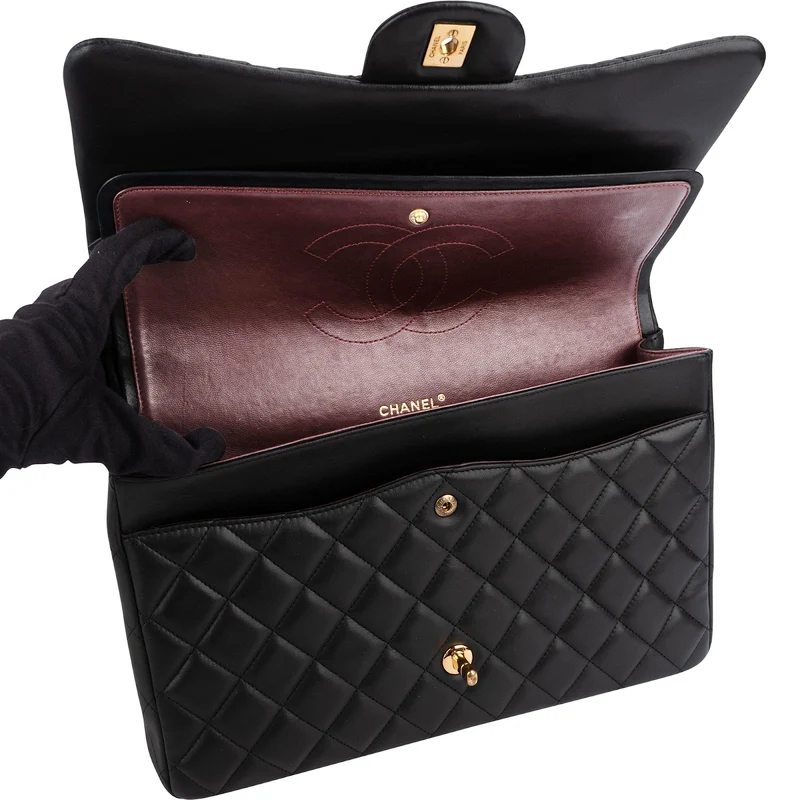 Chanel Quilted Lambskin Maxi Double Flap Crossbody Bag