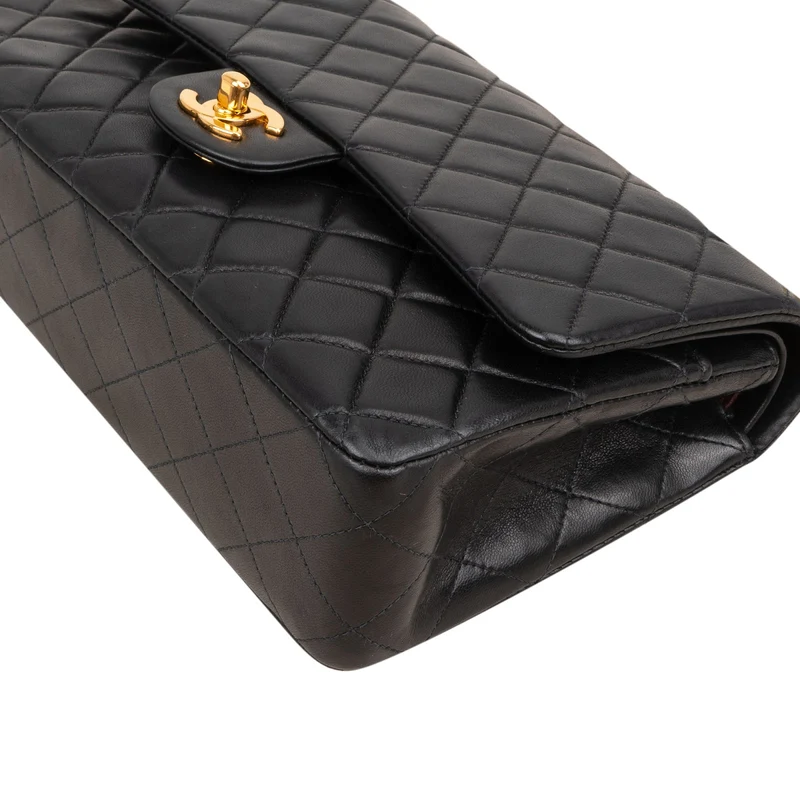 Chanel Quilted Lambskin Medium 24K Gold Double Flap Shoulder Bag