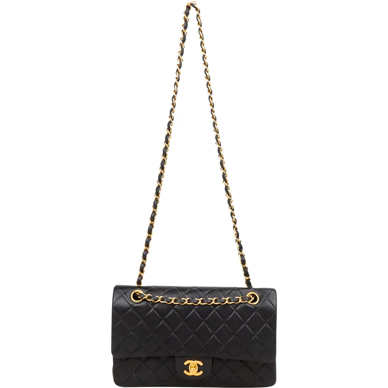 Chanel Quilted Lambskin Medium 24K Gold Double Flap Shoulder Bag