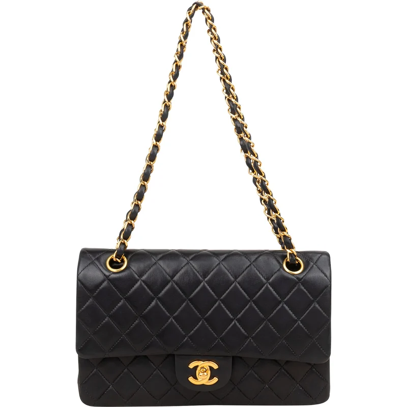 Chanel Quilted Lambskin Medium 24K Gold Double Flap Shoulder Bag