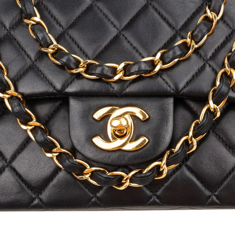 Chanel Quilted Lambskin Medium 24K Gold Double Flap Shoulder Bag