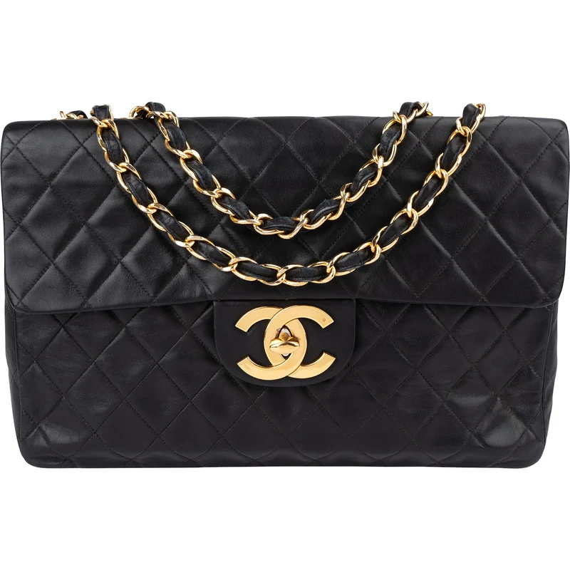 Chanel Quilted Lambskin 24K Gold Maxi Single Flap Crossbody Bag