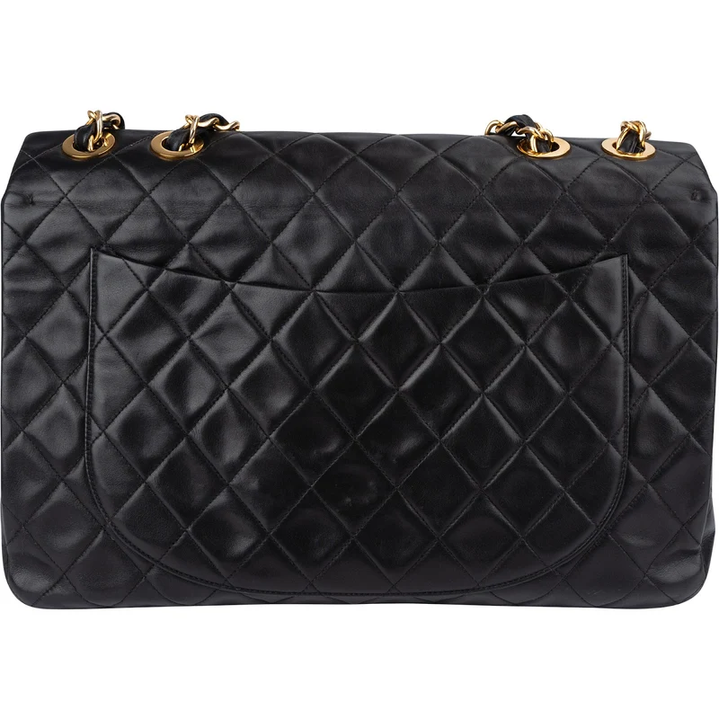 Chanel Quilted Lambskin 24K Gold Maxi Single Flap Crossbody Bag