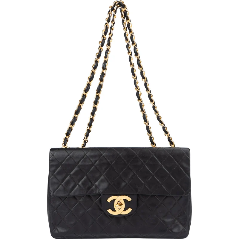 Chanel Quilted Lambskin 24K Gold Maxi Single Flap Crossbody Bag