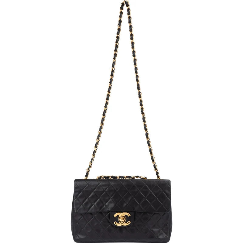 Chanel Quilted Lambskin 24K Gold Maxi Single Flap Crossbody Bag