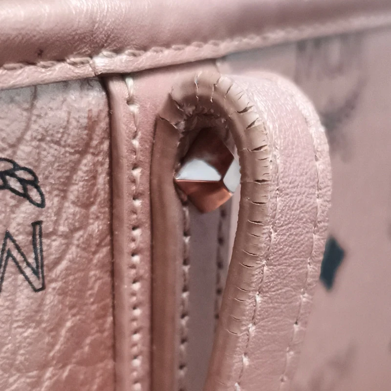 MCM Metallic Monogram Visetos Studded Liz Shopper Shoulder Bag