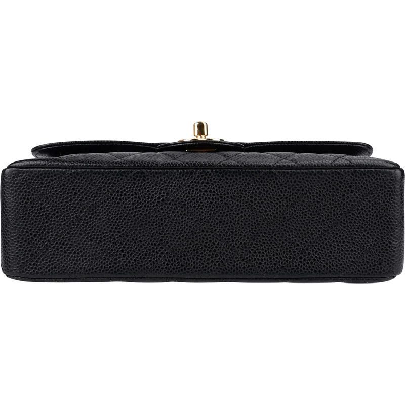 Chanel Quilted Caviar Leather Gold Small Double Flap Shoulder Bag