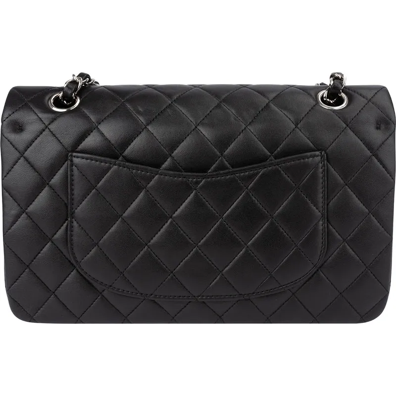 Chanel Quilted Lambskin Palladium Medium Double Flap Shoulder Bag