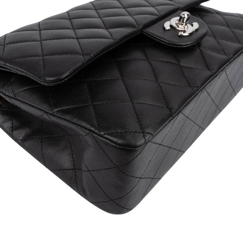 Chanel Quilted Lambskin Palladium Medium Double Flap Shoulder Bag