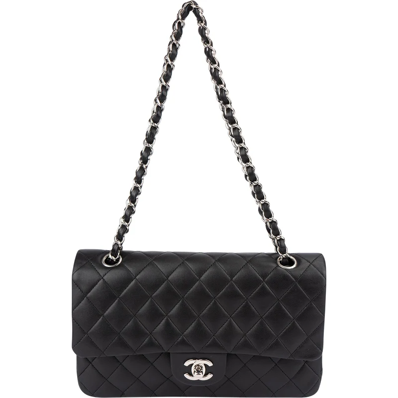 Chanel Quilted Lambskin Palladium Medium Double Flap Shoulder Bag