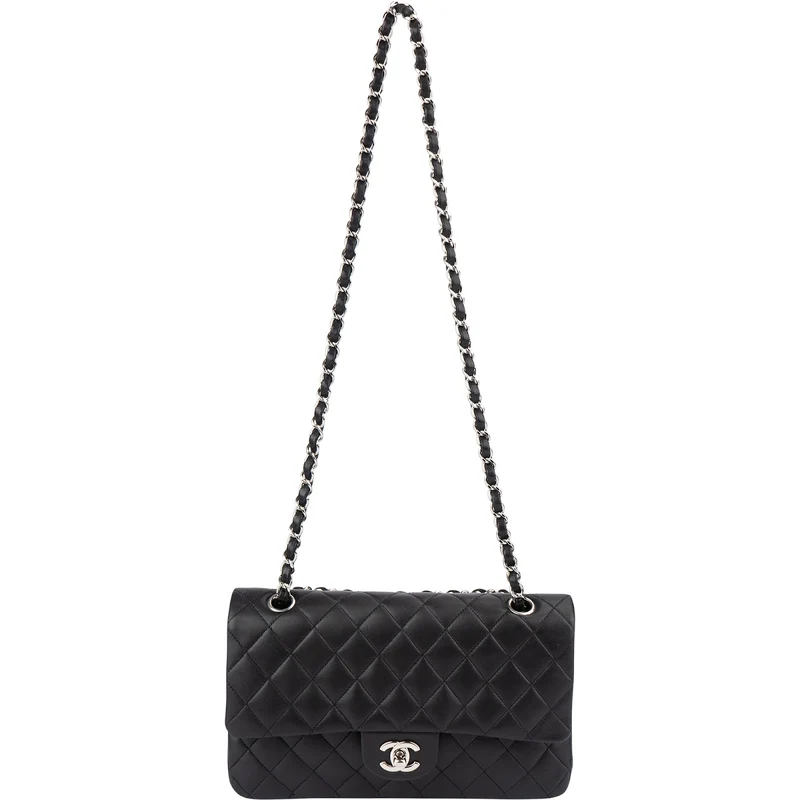 Chanel Quilted Lambskin Palladium Medium Double Flap Shoulder Bag