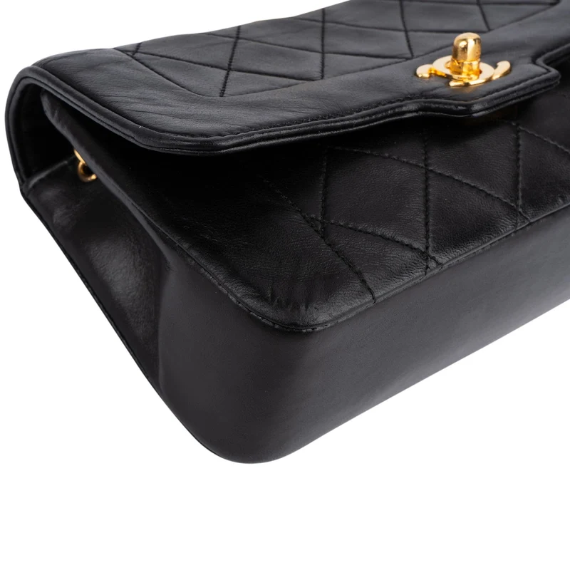Chanel Quilted Lambskin 24K Gold Small Diana Single Flap Crossbody Bag