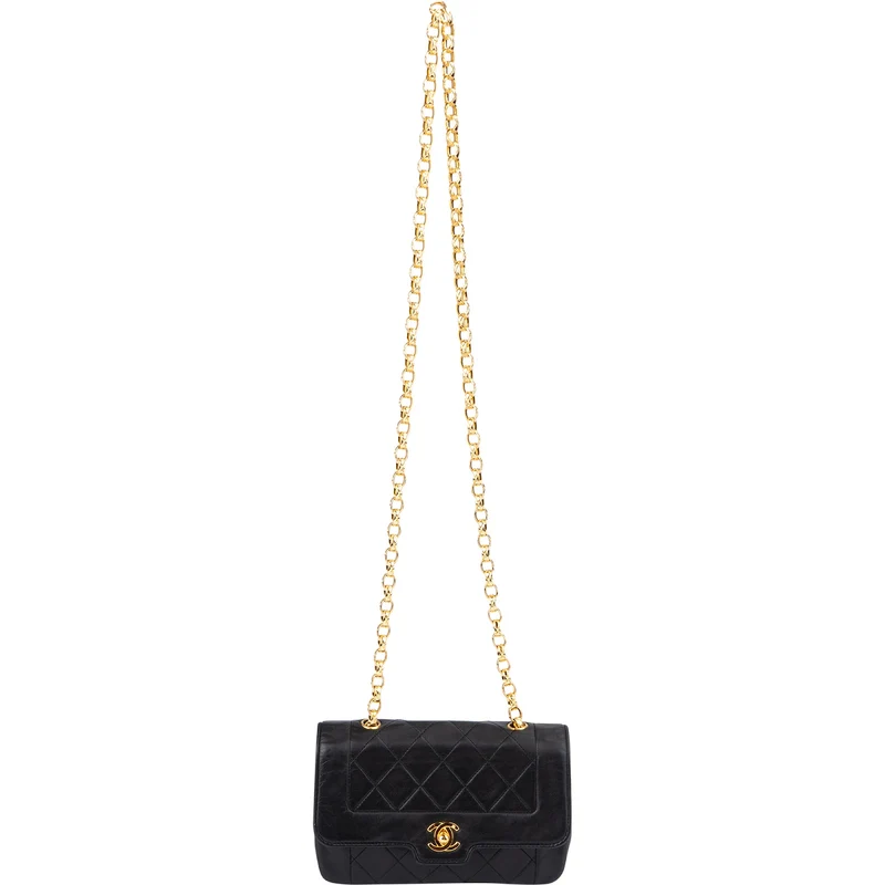 Chanel Quilted Lambskin 24K Gold Small Diana Single Flap Crossbody Bag