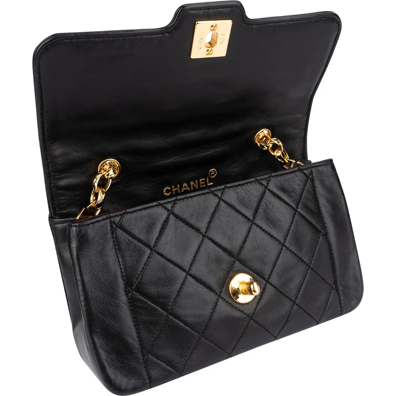 Chanel Quilted Lambskin 24K Gold Small Diana Single Flap Crossbody Bag