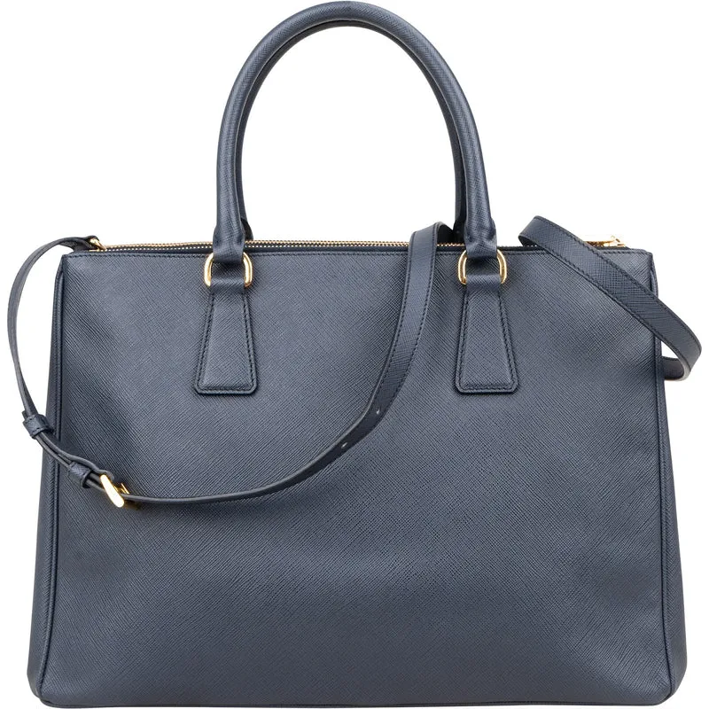 Prada Blue Saffiano Leather Galleria Handbag