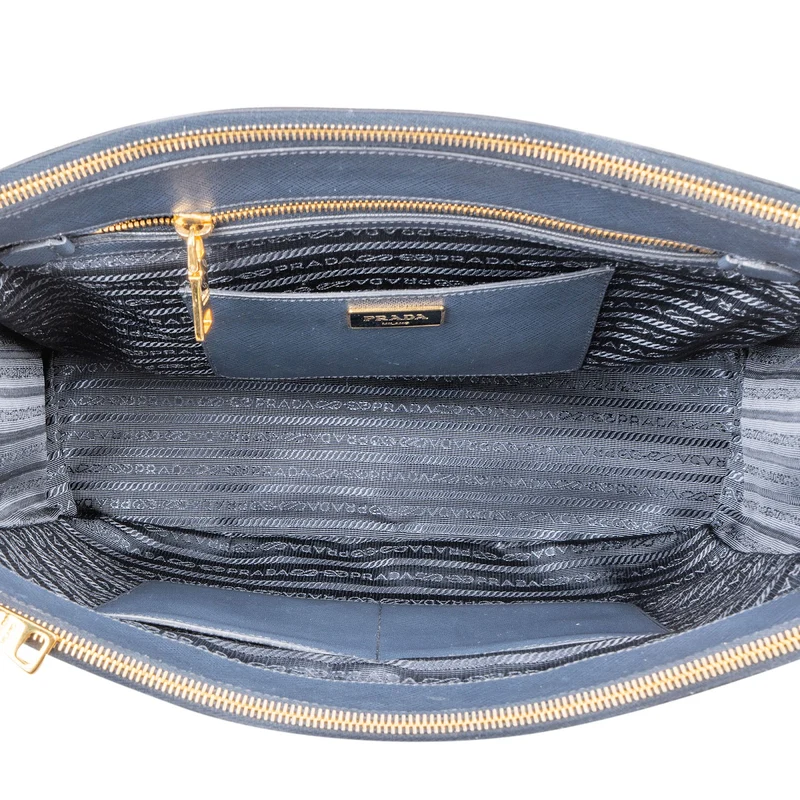 Prada Blue Saffiano Leather Galleria Handbag