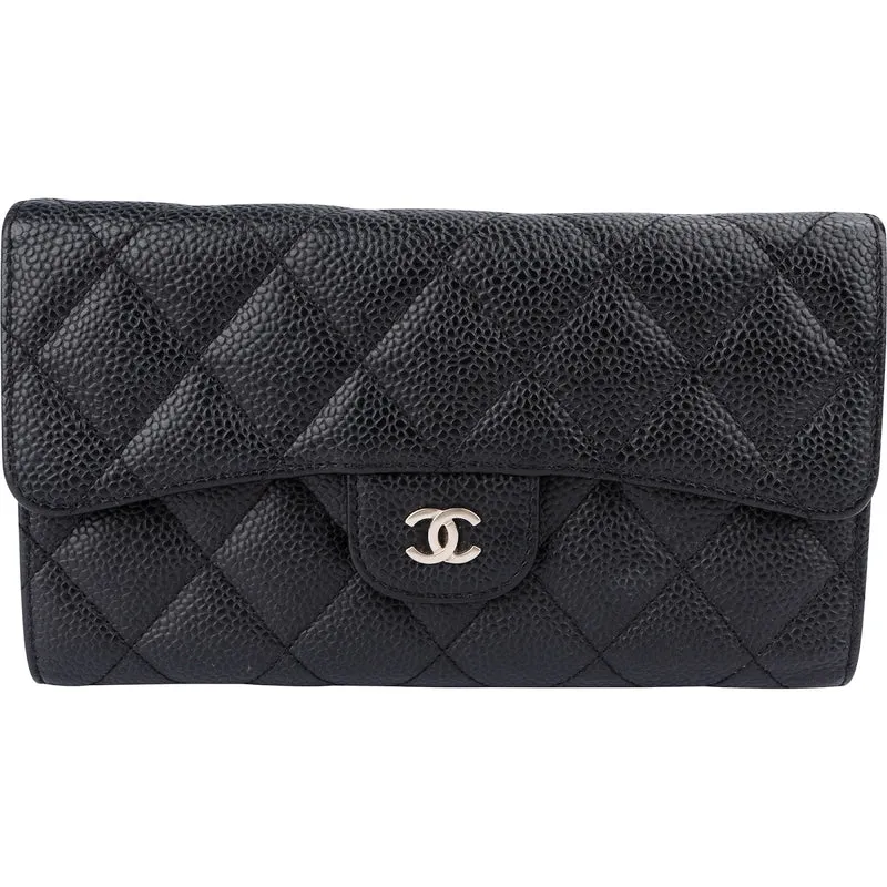 Chanel Quilted Caviar Leather Classic Flap Wallet