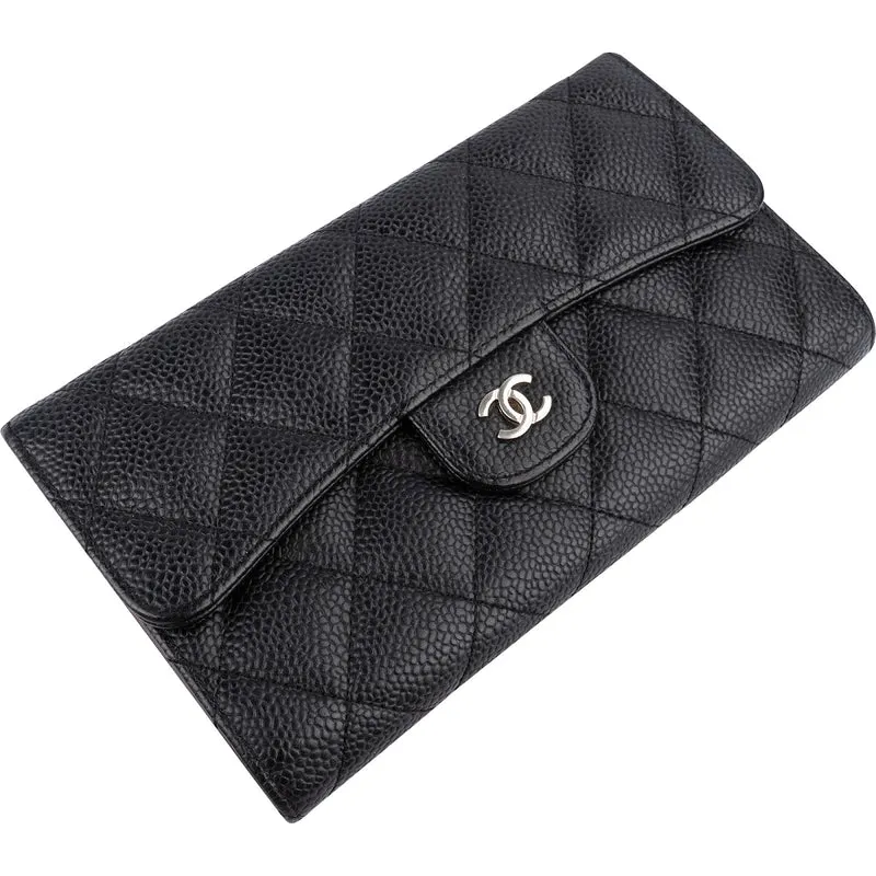 Chanel Quilted Caviar Leather Classic Flap Wallet
