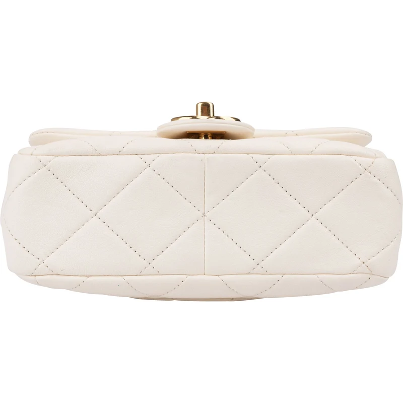 Chanel White Quilted Lambskin Mini Rectangular Flap Top Handle Crossbody Bag
