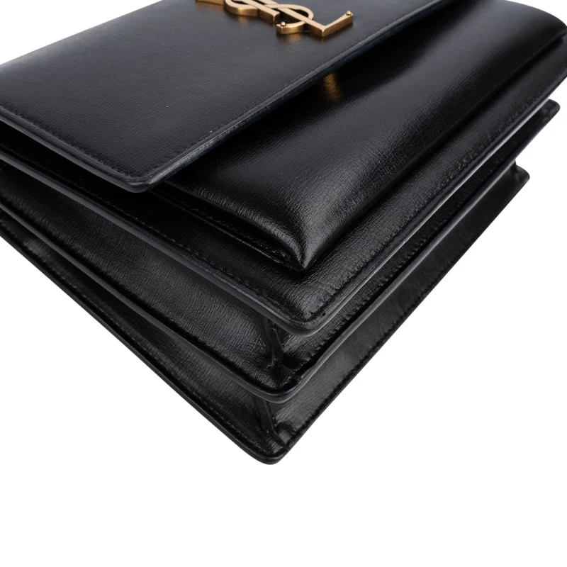 Saint Laurent Black Leather Sunset Medium Crossbody Bag