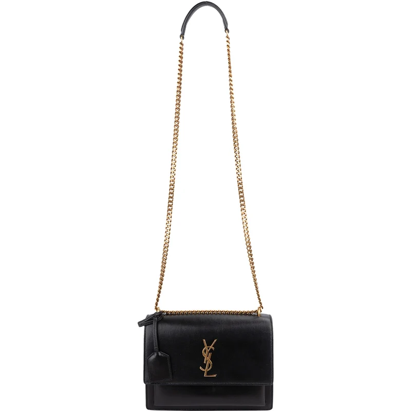 Saint Laurent Black Leather Sunset Medium Crossbody Bag